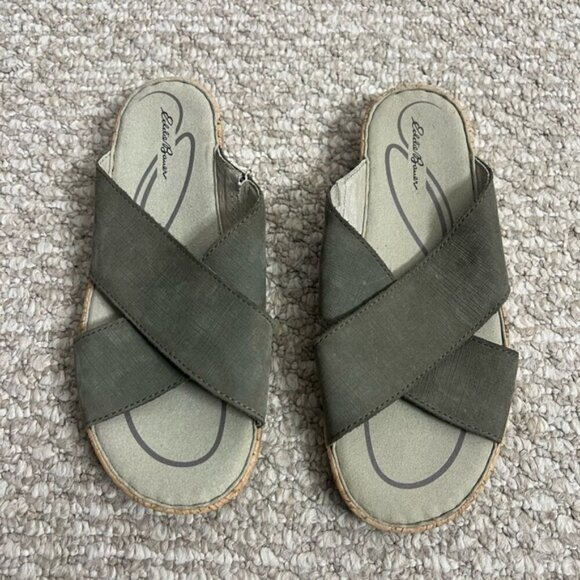 Eddie Bauer leather Sandals criss cross cork size 6.5 - Picture 1 of 8